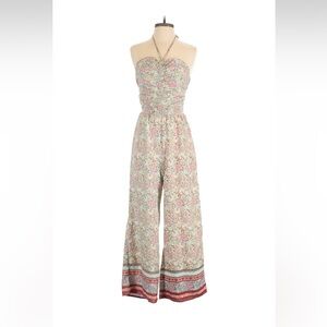 NWT: Band Of Gypsies Boho Paisley Print Halter Style Wide Leg Jumpsuit• Small